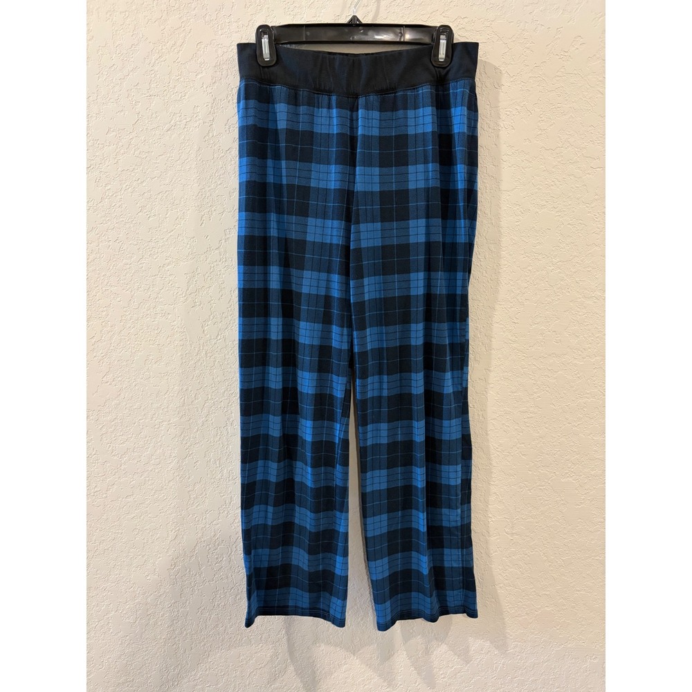 Victoria's Secret Blue Black Plaid Pajama Pants Women Medium Short Lounge Sleep